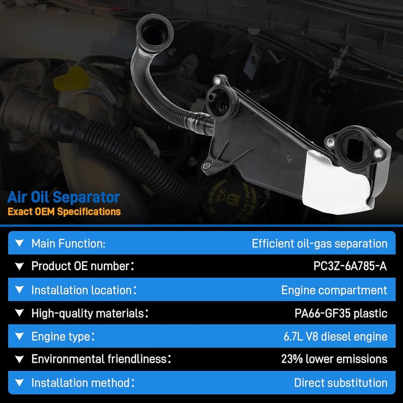 VODCACA PC3Z6A785A Air Oil Separator Assembly Fit for 2023 2024 Ford F250 F350 Super Duty OR 2011+ 6.7L Powerstroke Diesel Replace# PC3Z-6A785-A PC3Q-6A785-AB - Image 4